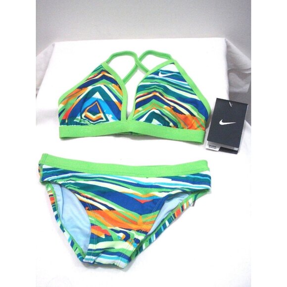Nike Rio Geo Convertible Halter Two Piece Girls Size 24/GRL8 New - Picture 2 of 12